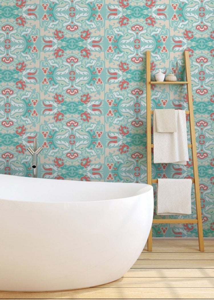 Foo Dog - Coral Reef Wallpaper by Julianne Taylor Style