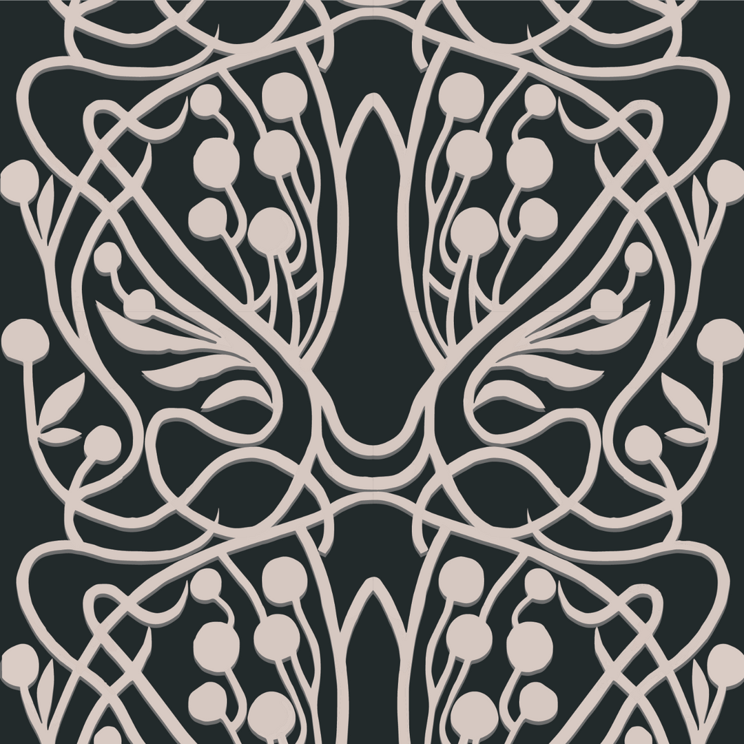 Vineyard - Black Sand Floral Wallpaper