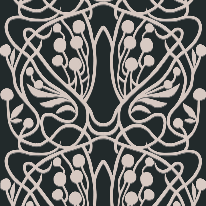 Vineyard - Black Sand Floral Wallpaper