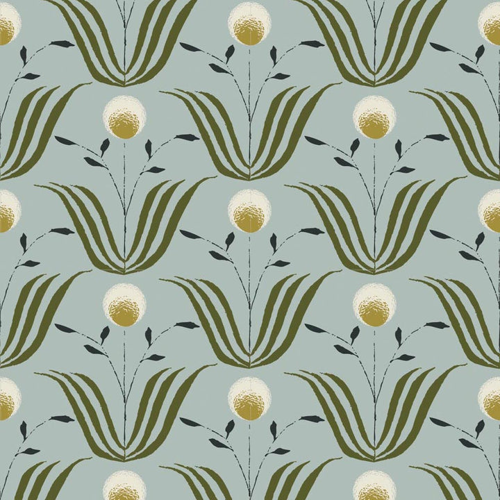 Spring Bloom - Ash Blue Floral Wallpaper