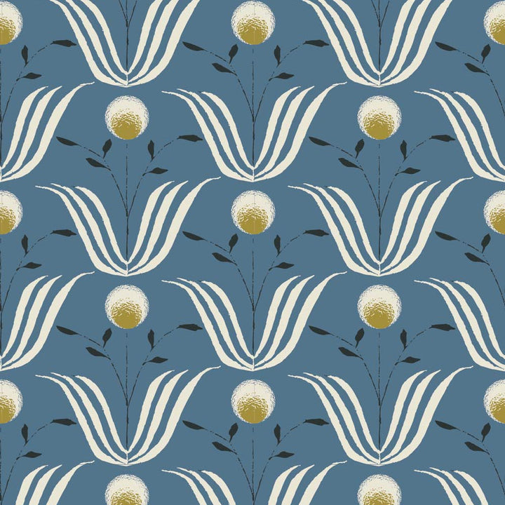 Spring Bloom - Blue Salt Floral Wallpaper