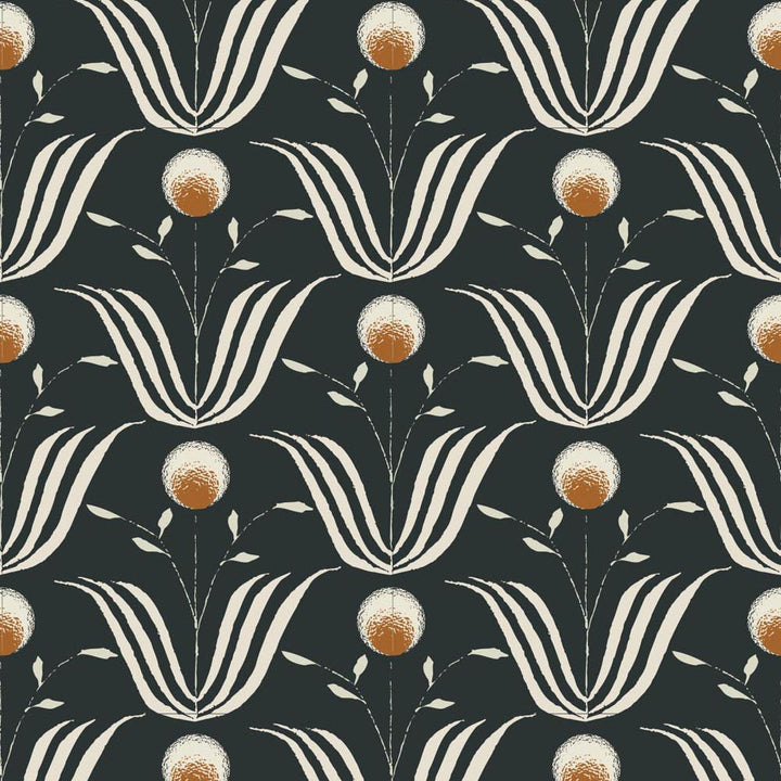 Spring Bloom - Soot Black Floral Wallpaper