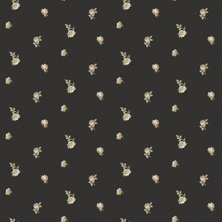 Miniature Roses - Soot Black Floral Wallpaper