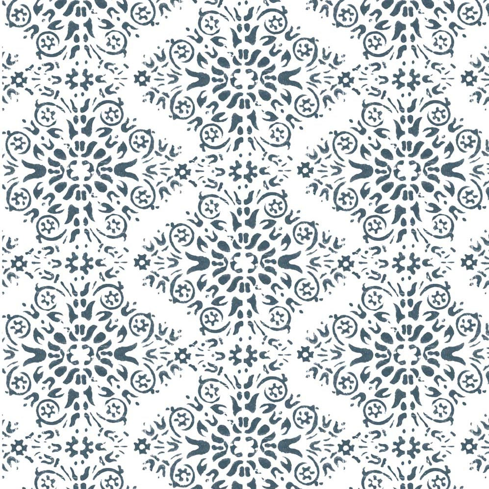 Timbre Damask - Stone Blue Wallpaper