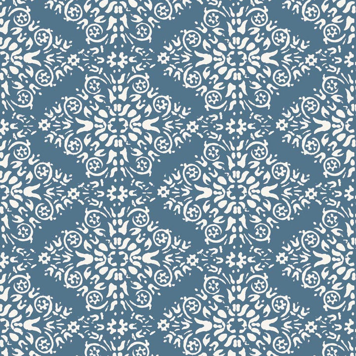Timbre Damask - Blue Salt Wallpaper