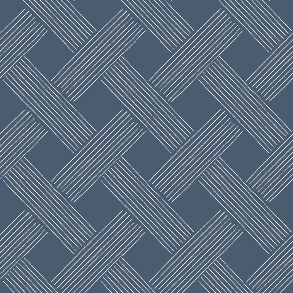 Lattice Weave - Navy Wallpaper