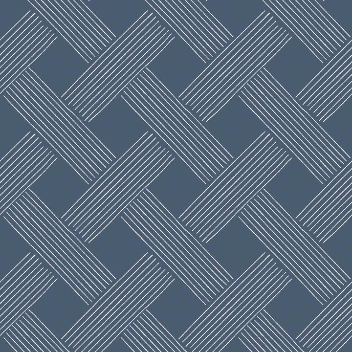 Lattice Weave - Navy Wallpaper