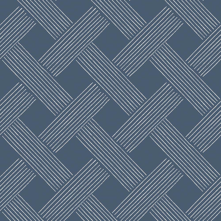 Lattice Weave - Navy Wallpaper
