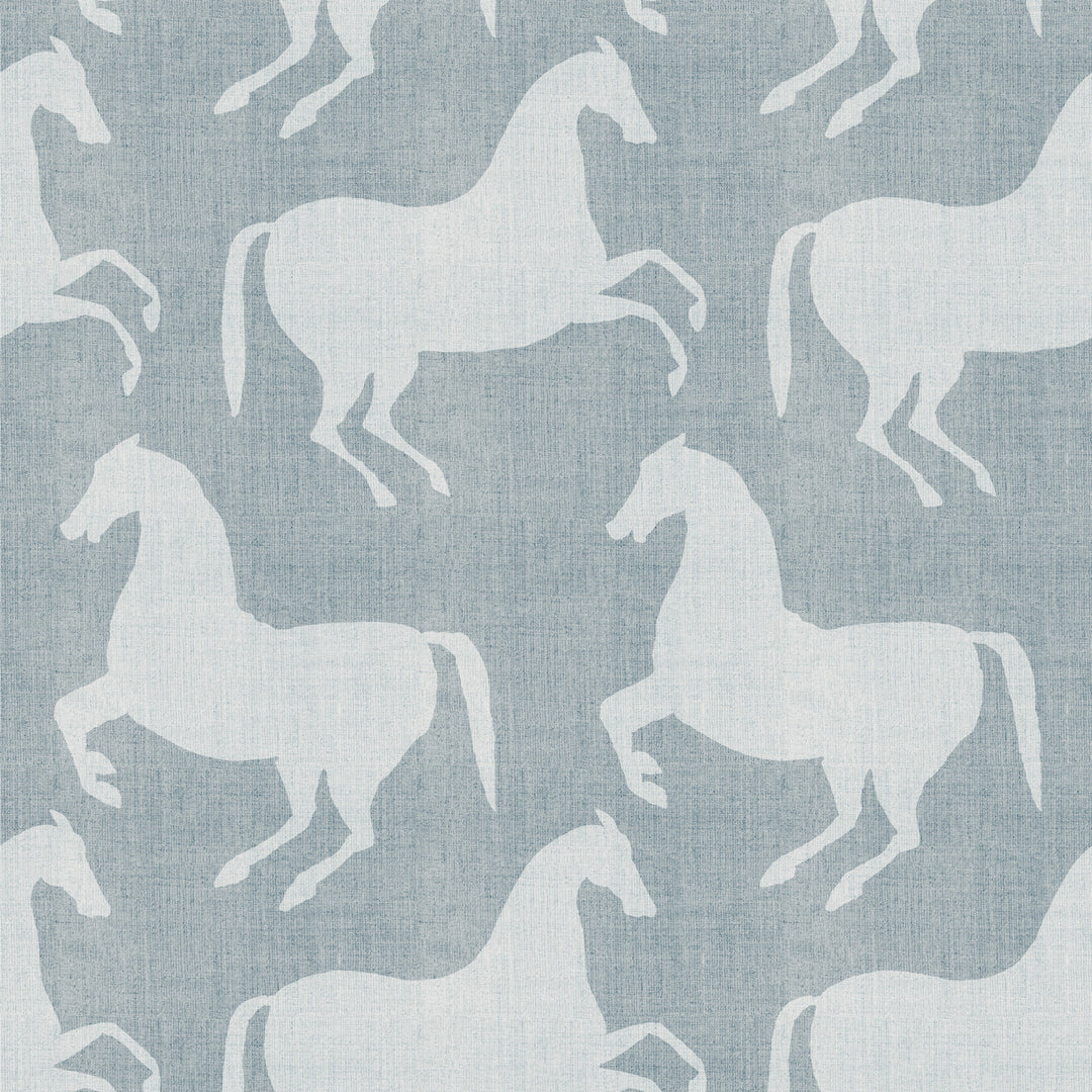 Paper Horses - Pewter Blue Wallpaper