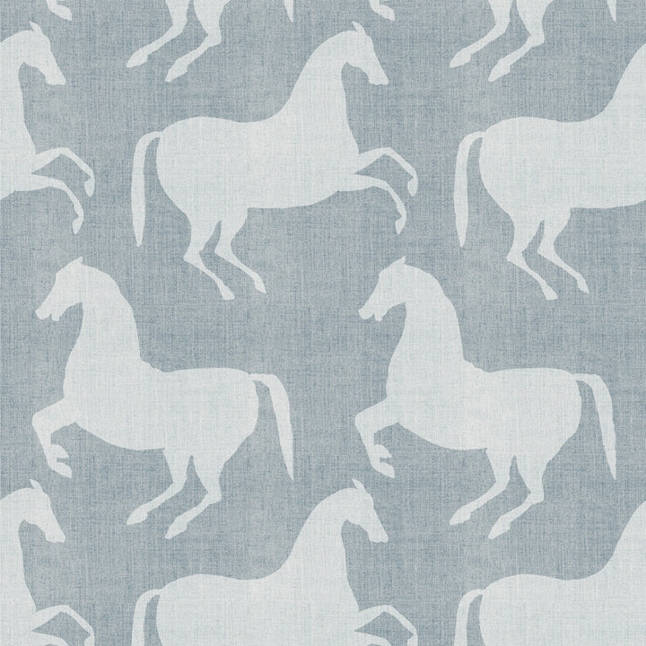 Paper Horses - Pewter Blue Wallpaper