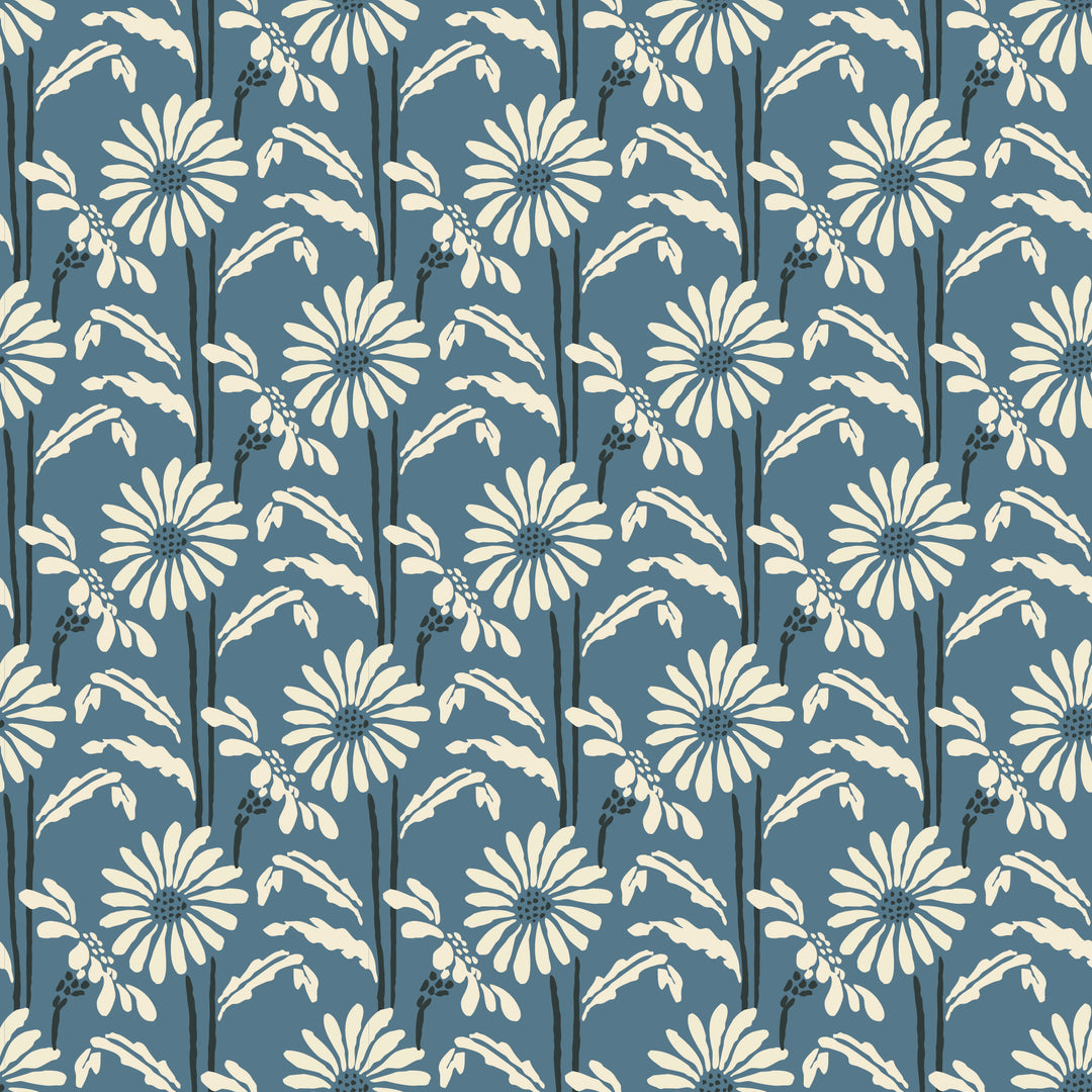 Woodland Bloom - Slate Blue Floral Wallpaper