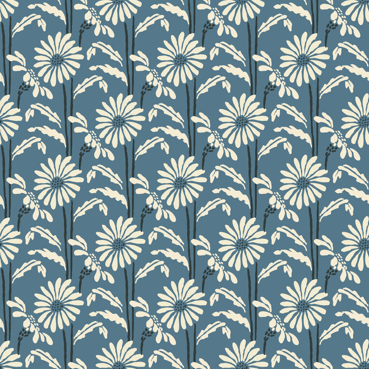 Woodland Bloom - Slate Blue Floral Wallpaper