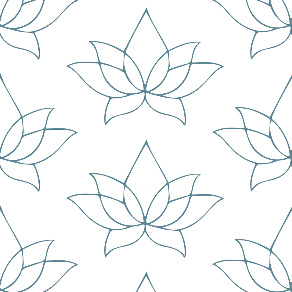 Lotus - Dusty Blue Floral Wallpaper by Bohemian Bungalow