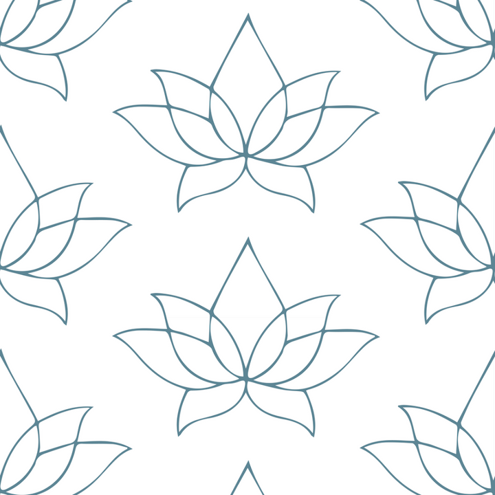 Lotus - Dusty Blue Floral Wallpaper by Bohemian Bungalow