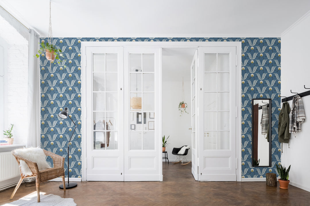 Spring Bloom - Blue Salt Floral Wallpaper