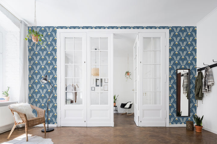 Spring Bloom - Blue Salt Floral Wallpaper