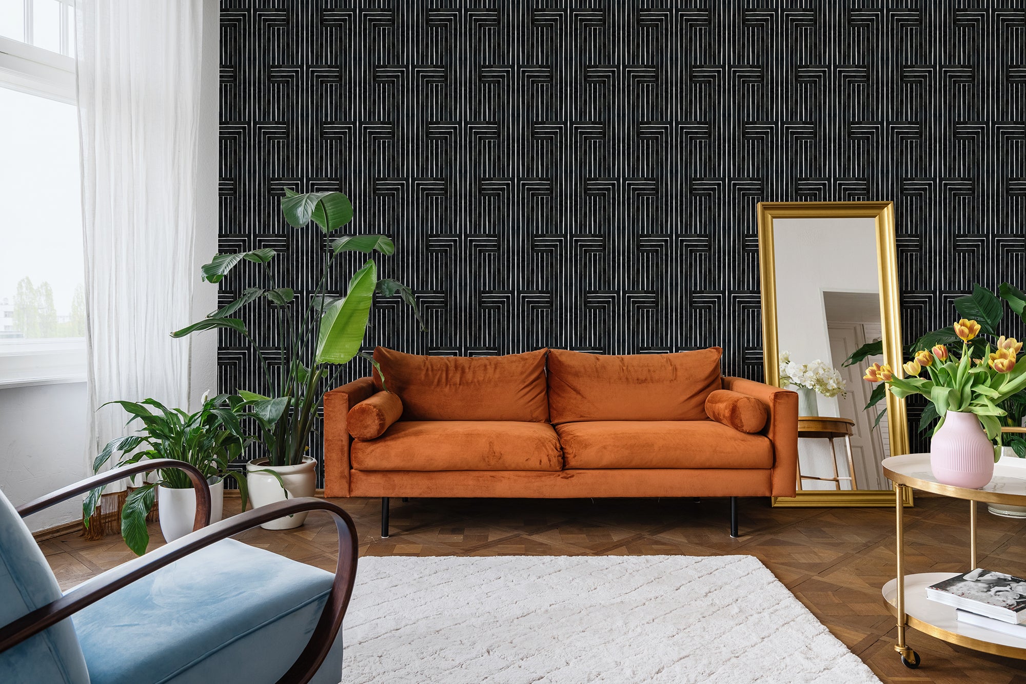 Elevate Your Living Room with Stunning Black Wallpaper