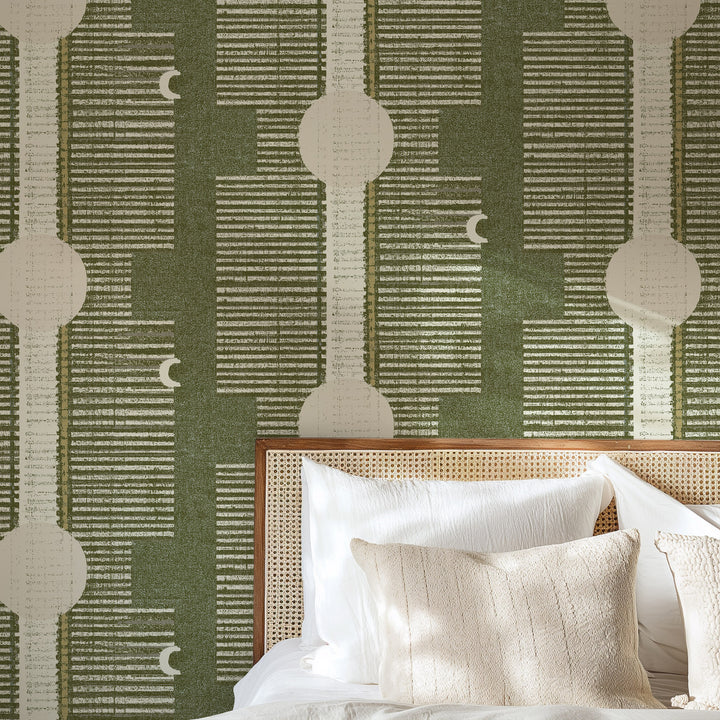 Inyanga - Olive Linen Wallpaper by Forbes Masters