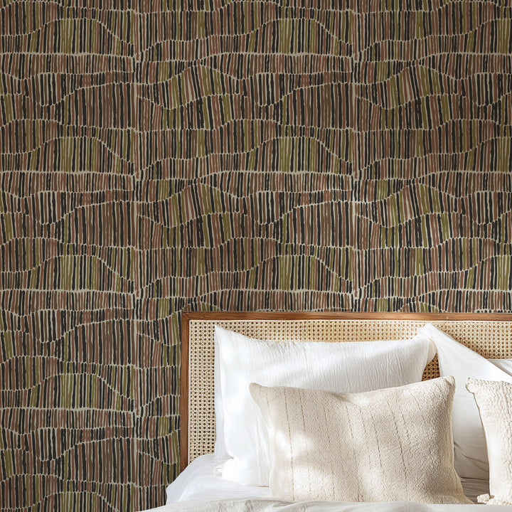 Jamaican Waves - Olive Cocoa Wallpaper by Forbes Masters