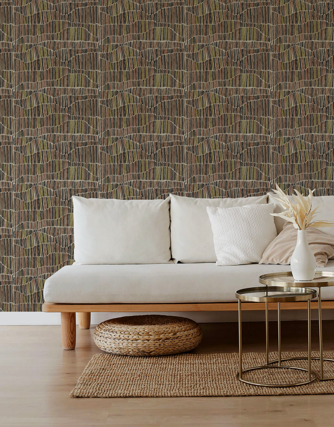 Jamaican Waves - Olive Cocoa Wallpaper by Forbes Masters