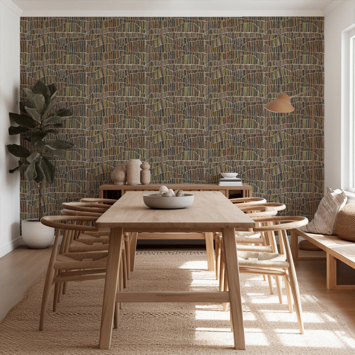 Jamaican Waves - Olive Cocoa Wallpaper by Forbes Masters