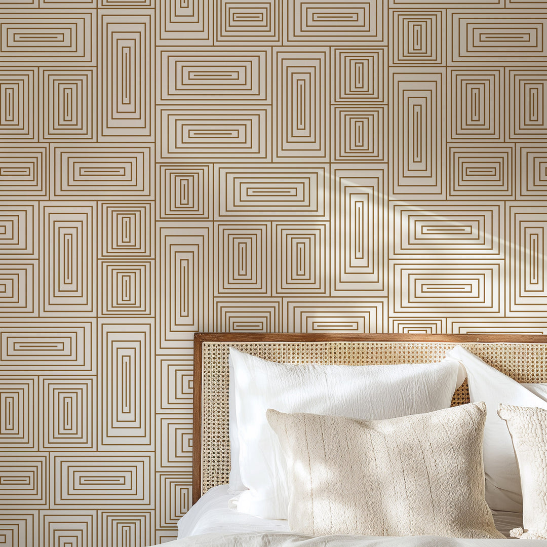 Nia - Coffee & Cream Geometric Wallpaper by Forbes Masters