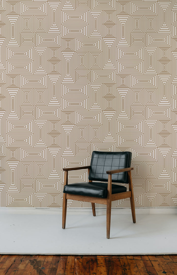 Nia - Coffee & Cream Geometric Wallpaper by Forbes Masters