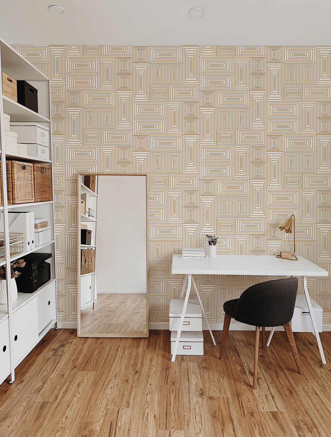 Nia - Coffee & Cream Geometric Wallpaper by Forbes Masters