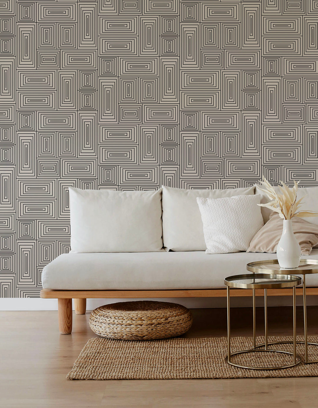 Nia - Taupe Geometric Wallpaper by Forbes Masters