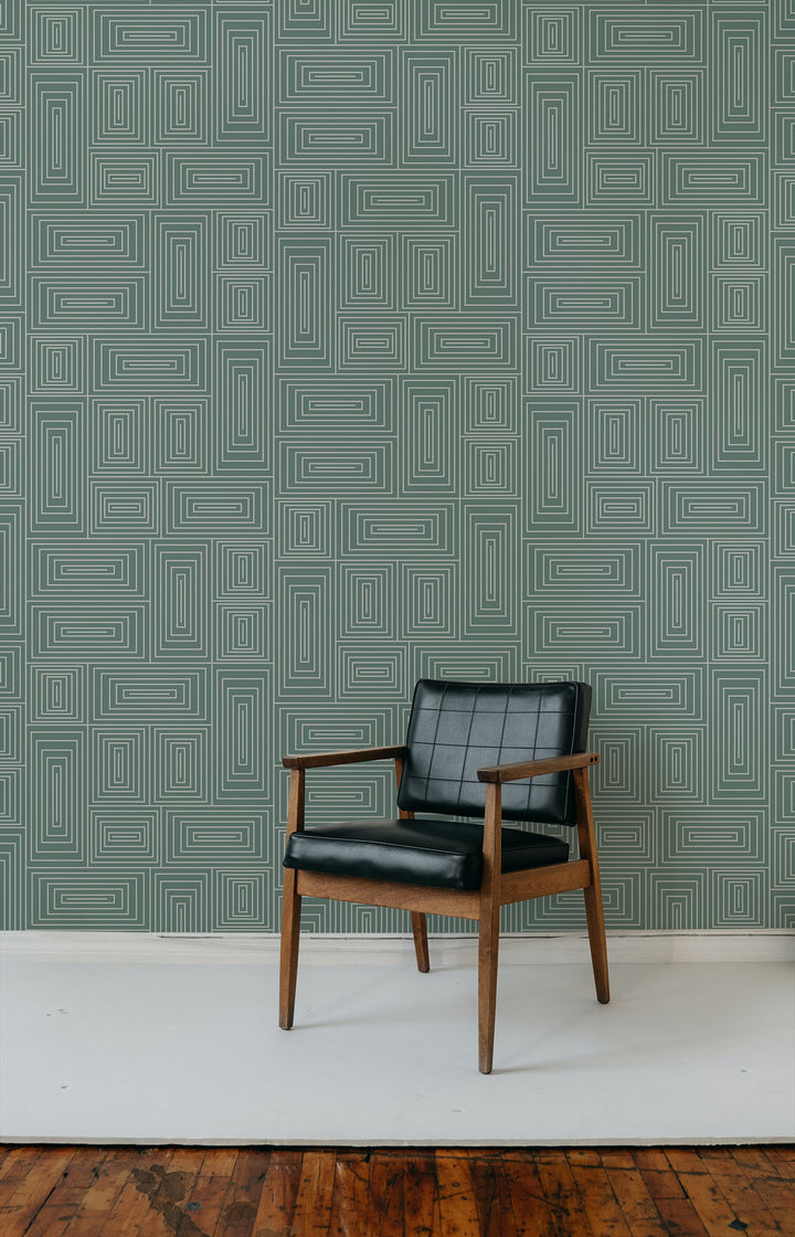 Nia - Teal Geometric Wallpaper by Forbes Masters