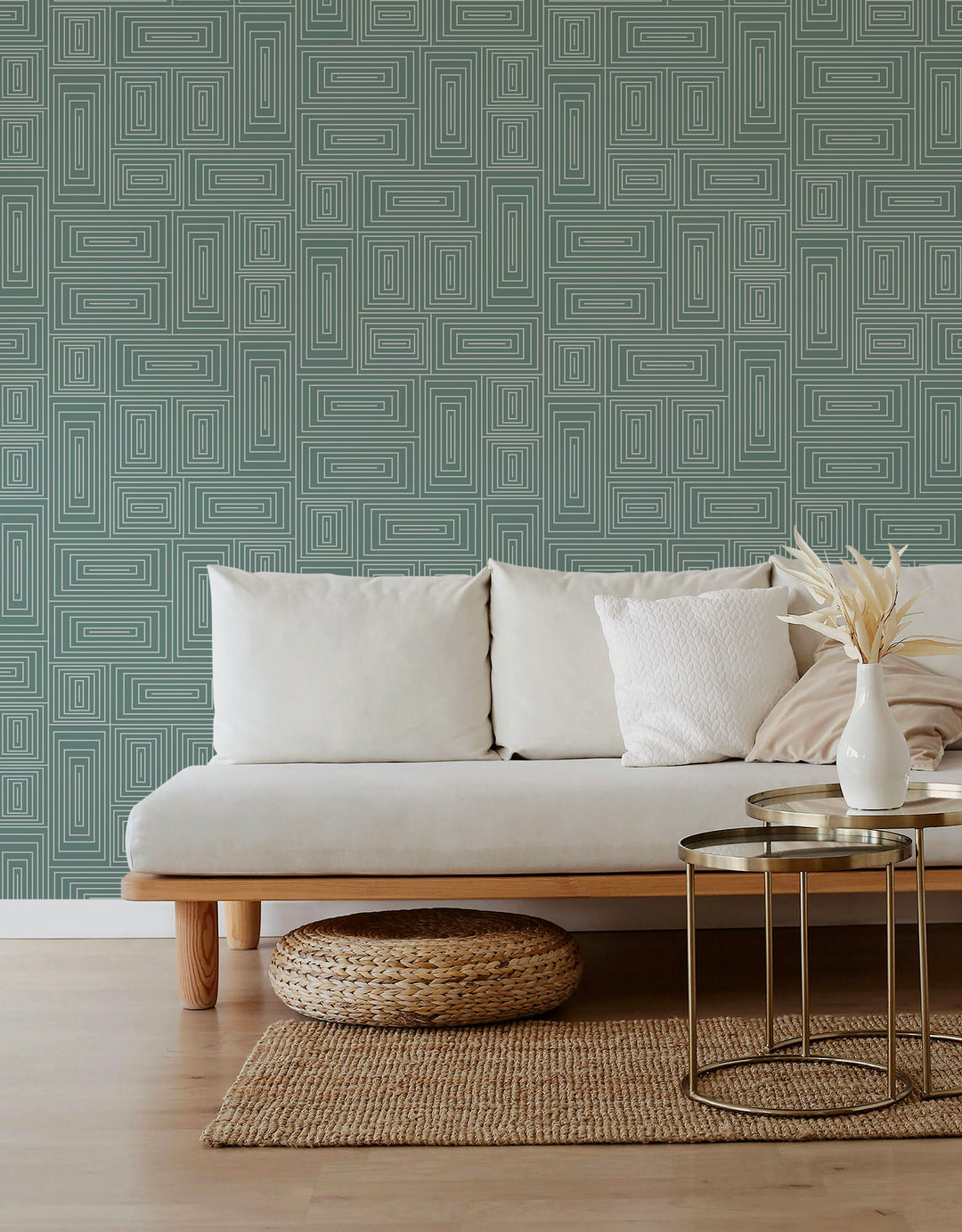 Nia - Teal Geometric Wallpaper by Forbes Masters