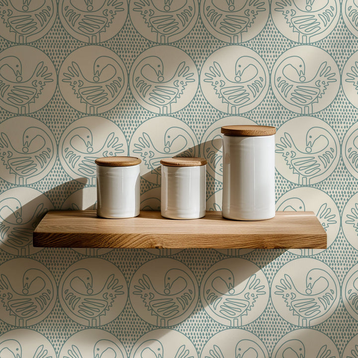 Sankofa - Turquoise Linen Wallpaper by Forbes Masters