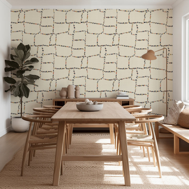 Tulum Ruins - Off White Linen Wallpaper by Forbes Masters