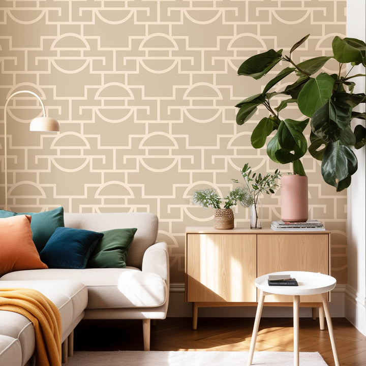 Vintage Lattice - Camel Wallpaper