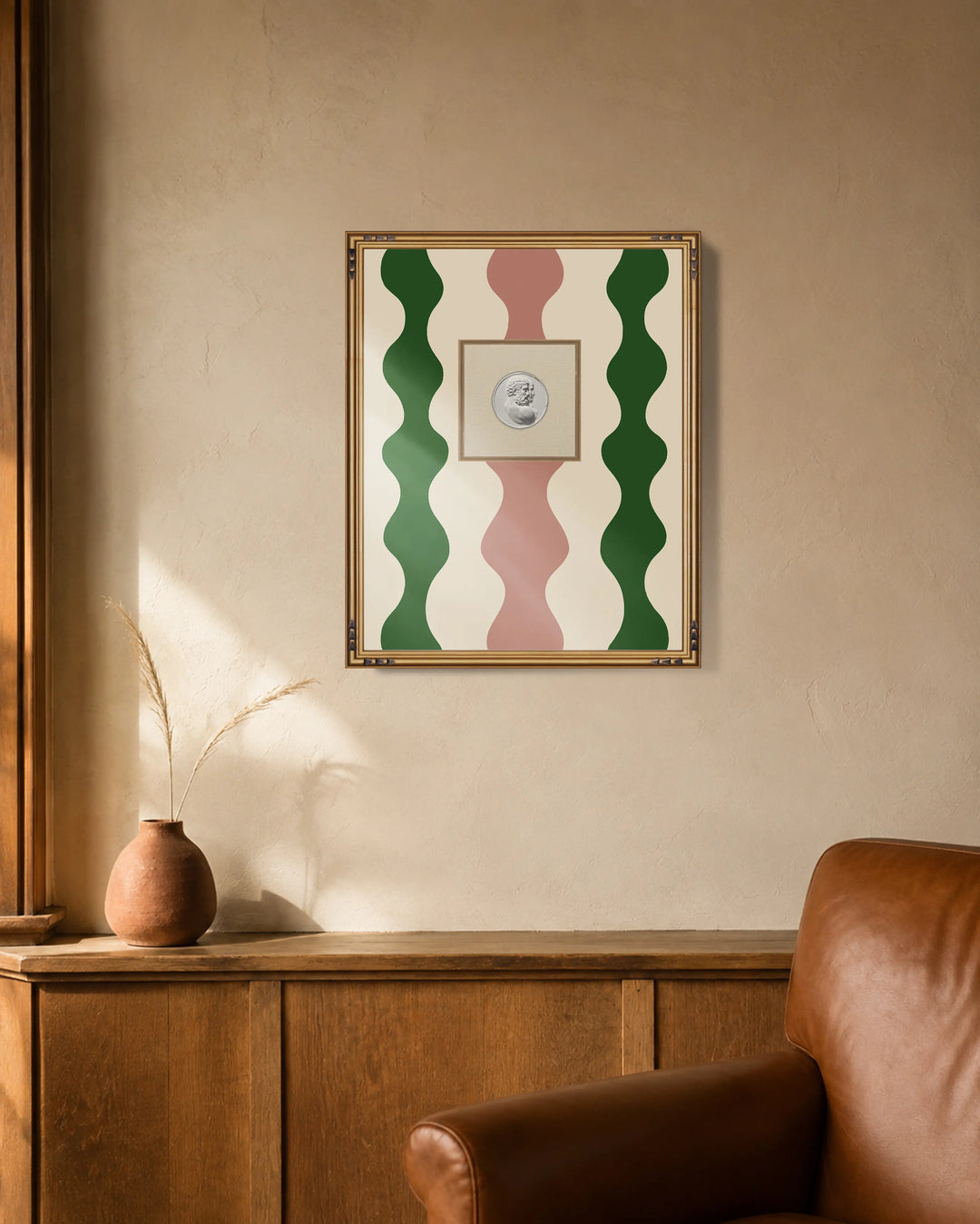 Framed Intaglio Wall Art - Low Frequency - Emerald Rouge