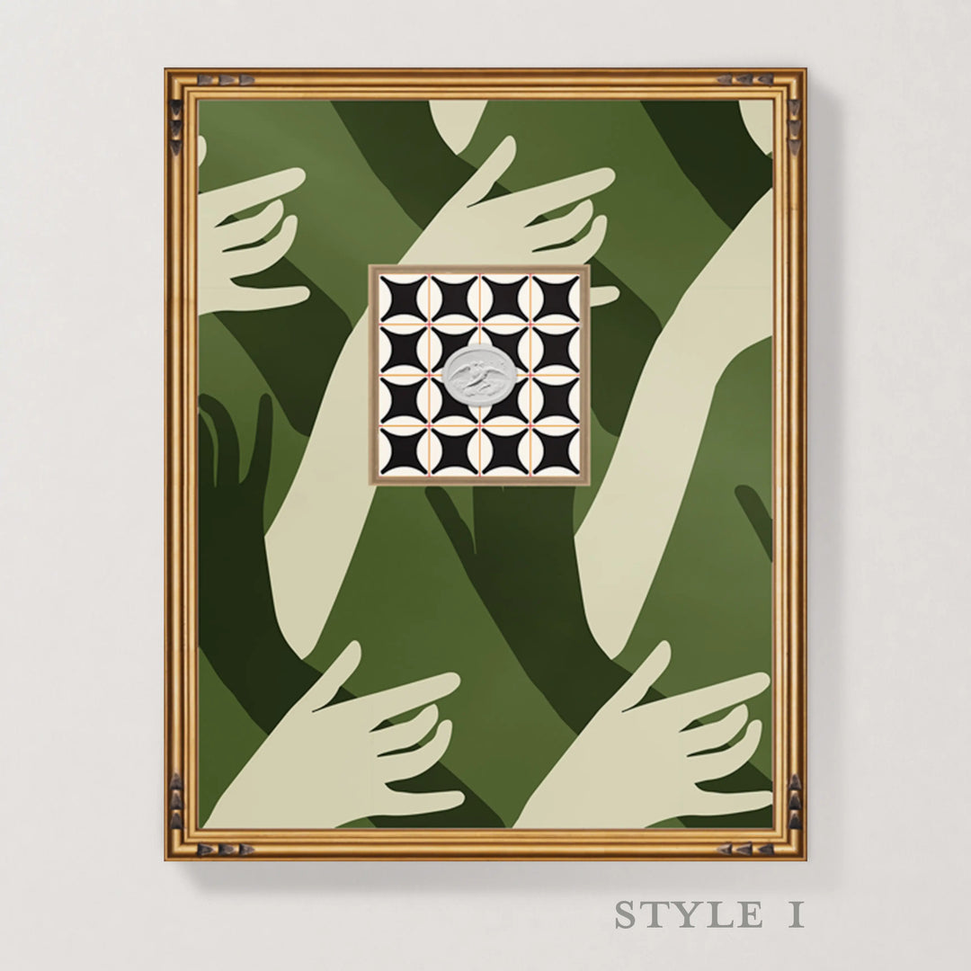 Framed Intaglio Wall Art - Connect - Cherrywood