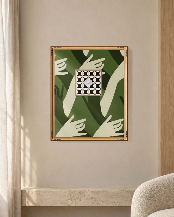Framed Intaglio Wall Art - Connect - Cherrywood