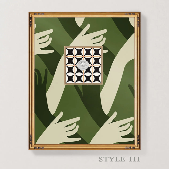 Framed Intaglio Wall Art - Connect - Cherrywood