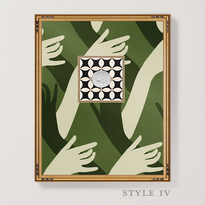 Framed Intaglio Wall Art - Connect - Cherrywood