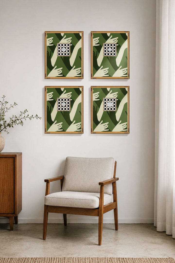 Framed Intaglio Wall Art - Connect - Cherrywood