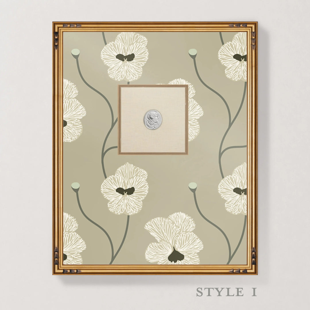 Framed Intaglio Wall Art - Flourish - Raw Cotton