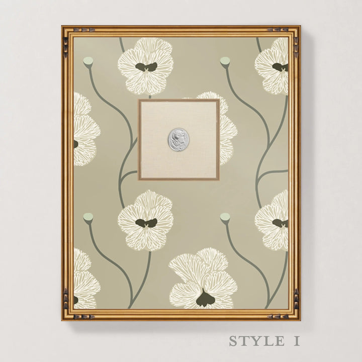 Framed Intaglio Wall Art - Flourish - Raw Cotton