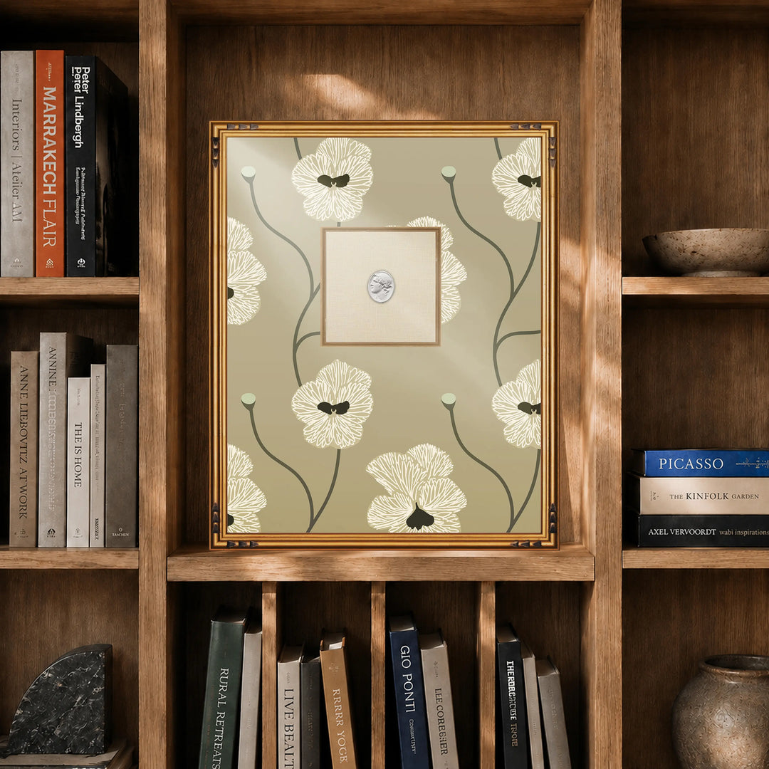 Framed Intaglio Wall Art - Flourish - Raw Cotton