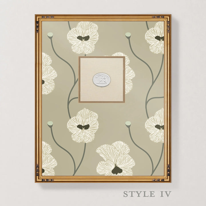 Framed Intaglio Wall Art - Flourish - Raw Cotton