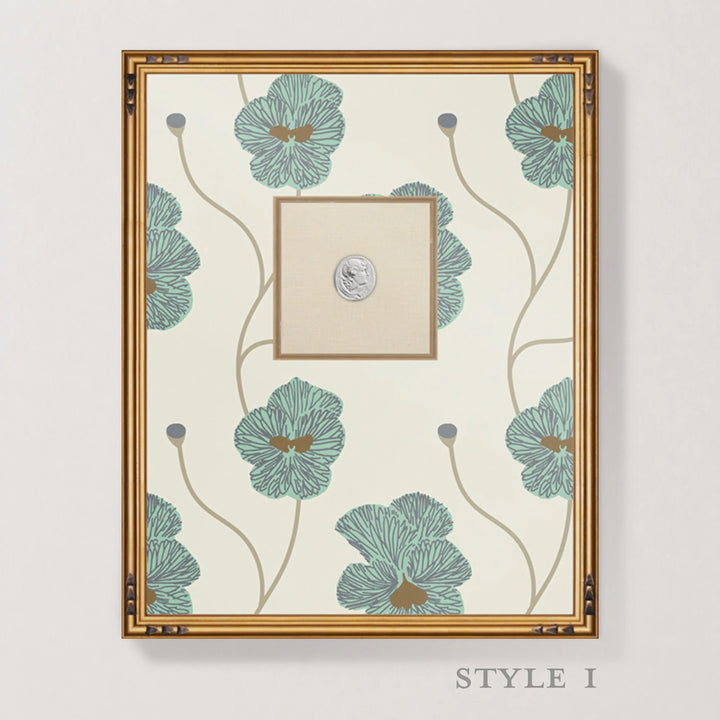 Framed Intaglio Wall Art - Flourish - Sunbleached Teal