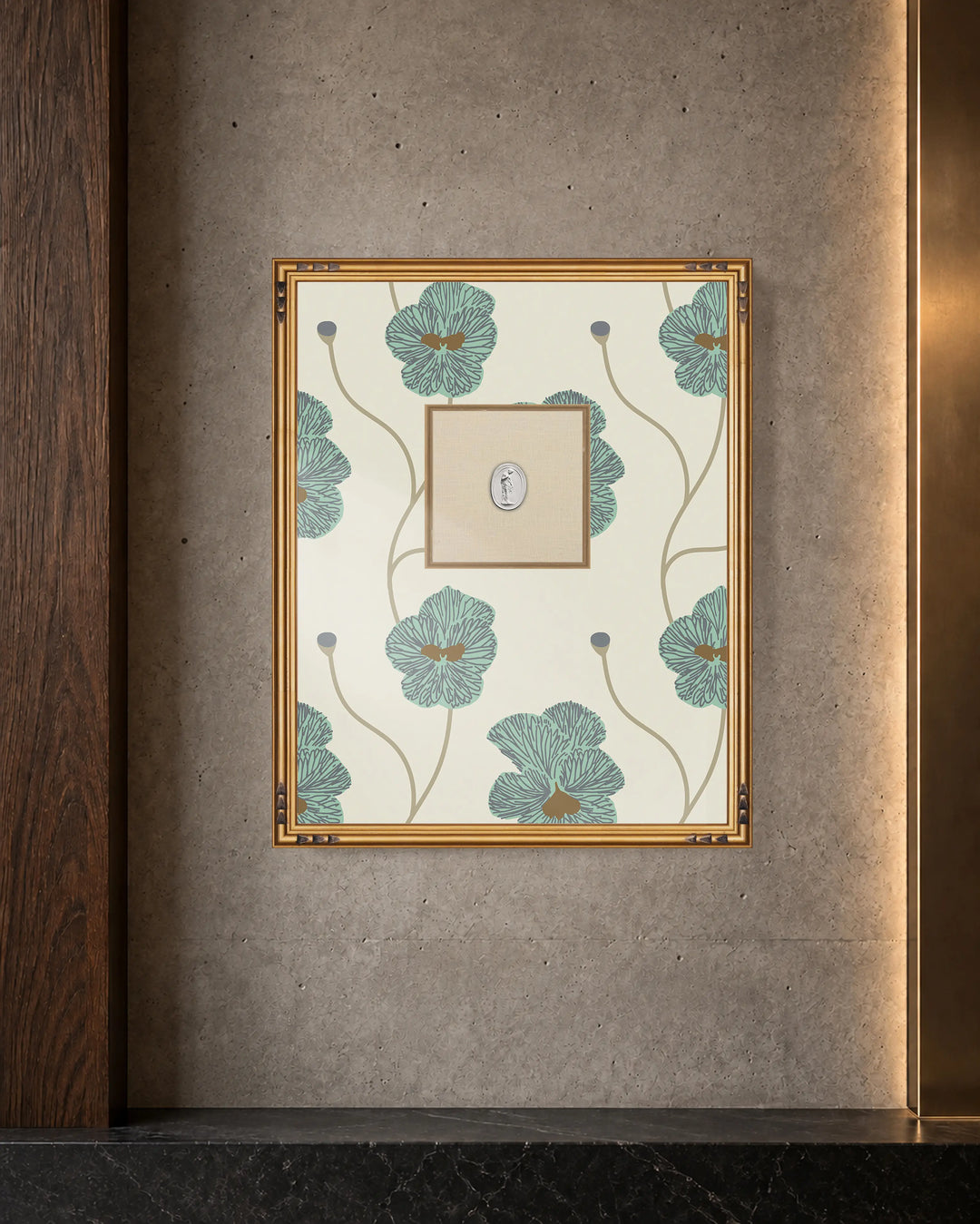 Framed Intaglio Wall Art - Flourish - Sunbleached Teal