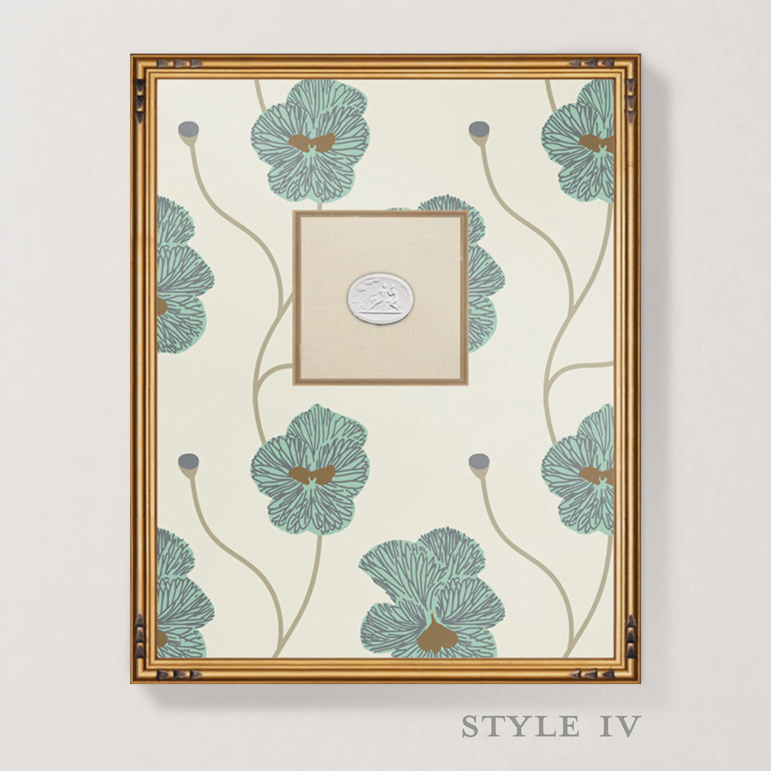 Framed Intaglio Wall Art - Flourish - Sunbleached Teal