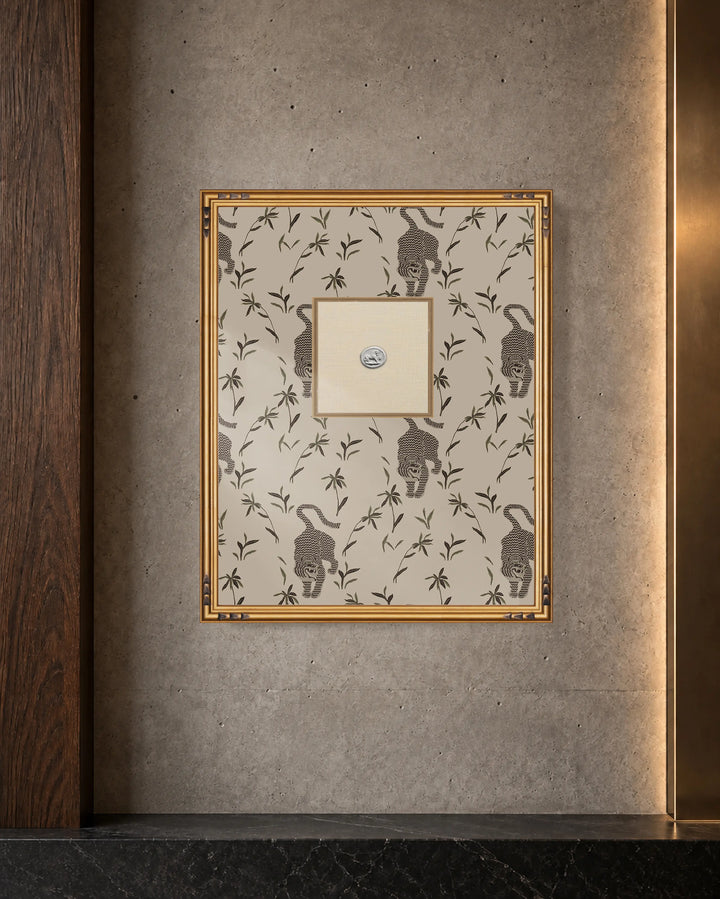Framed Intaglio Wall Art - Stalking Tiger - Almond