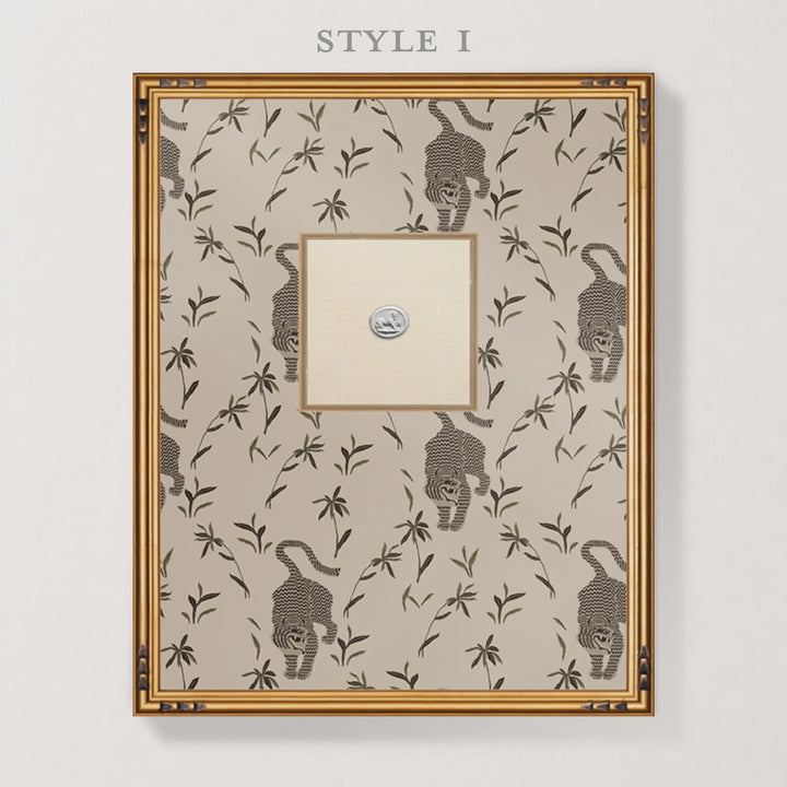 Framed Intaglio Wall Art - Stalking Tiger - Almond