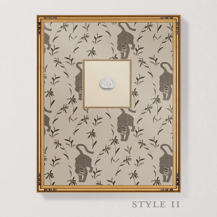 Framed Intaglio Wall Art - Stalking Tiger - Almond